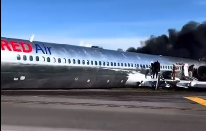 Red Air Plane in Flames